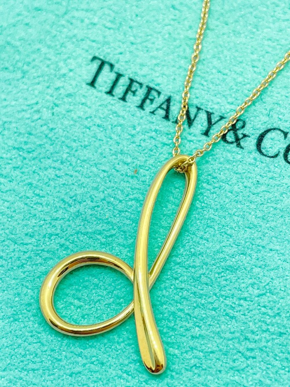 Tiffany & Co. 18k Yellow Gold Elsa Peretti Letter D Pendant Necklace 16"